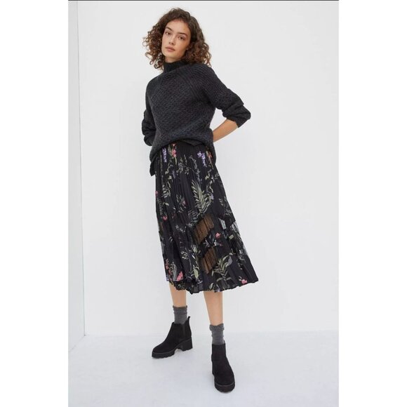 Anthropologie Daniel Rainn Narcisa Pleated Midi Skirt - Picture 6 of 12